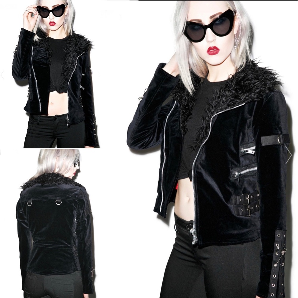 Tripp Nyc Velvet Fur Motto Jacket - Picture 9 of 16